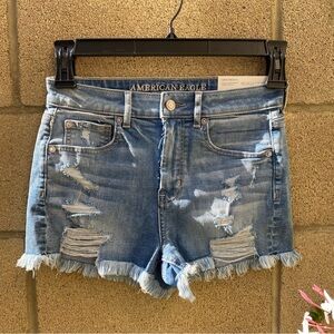 American Eagle Outfitters Women Jean Shorts Hi-Rise Size 4 Super Stretch NEW